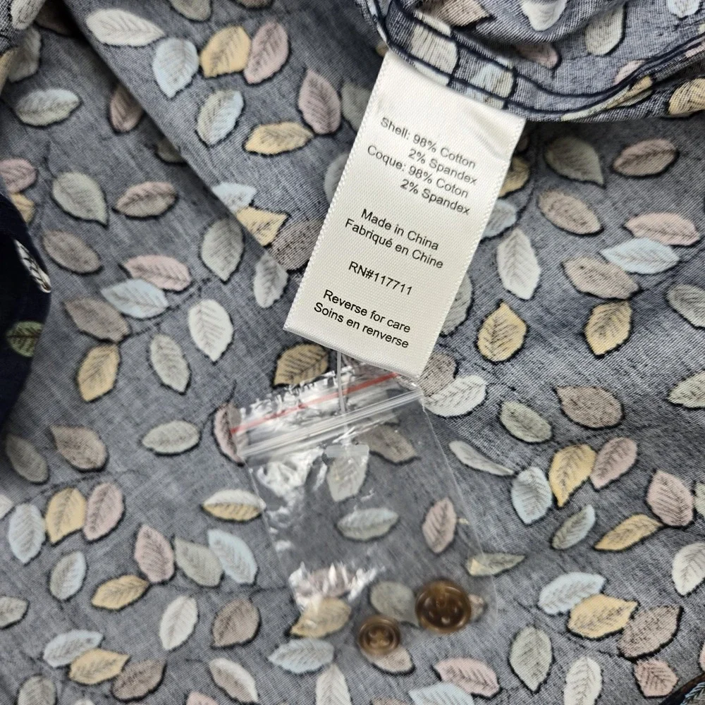 Paisley & Gray Shirt Mens 2XL 19 Slim Fit Long Sleeve Button Down Navy & Leaves - Picture 4 of 8
